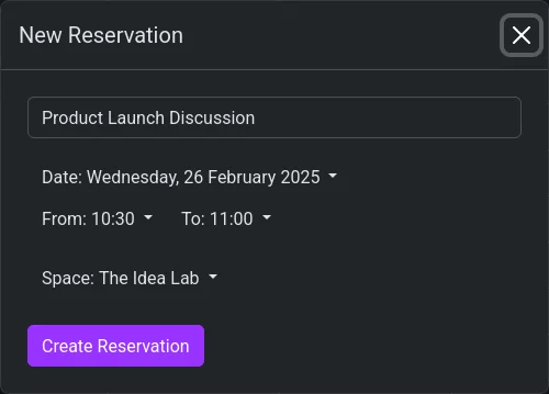 Picture of Bookinate – Co Working Space Booking System – New Reservation